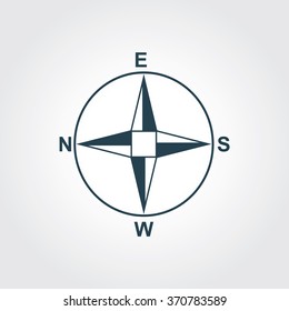 Blue Colored Icon of Direction Compass On Gray Color Background. Eps-10.