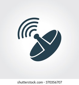 Blue Colored Icon of Dish Antenna On Gray Color Background. Eps-10.