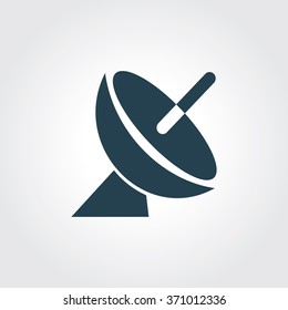 Blue Colored Icon of Dish Antenna On Gray Color Background. Eps-10.