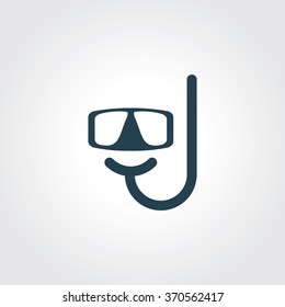 Blue Colored Icon of Diving Mask On Gray Color Background. Eps-10.