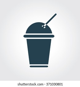 Blue Colored Icon of Drink Cup On Gray Color Background. Eps-10.