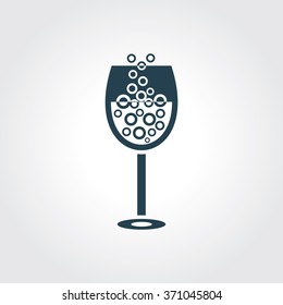 Blue Colored Icon of Drink Glass On Gray Color Background. Eps-10.