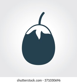 Blue Colored Icon of Eggplant On Gray Color Background. Eps-10.