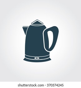 Blue Colored Icon of Electric Kettle On Gray Color Background. Eps-10.