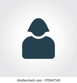 Blue Colored Icon of Female User On Gray Color Background. Eps-10.