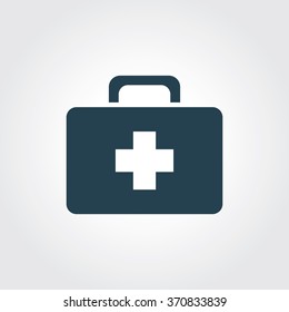 Blue Colored Icon of First Aid Box On Gray Color Background. Eps-10.