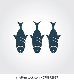 Blue Colored Icon of Fish On Gray Color Background. Eps-10.