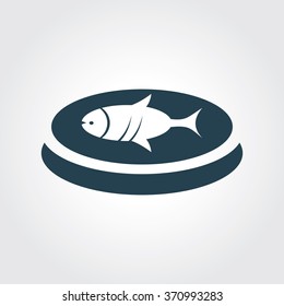 Blue Colored Icon of Fish On Gray Color Background. Eps-10.