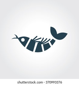 Blue Colored Icon of Fish On Gray Color Background. Eps-10.