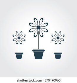 Blue Colored Icon of Flower Vase On Gray Color Background. Eps-10.