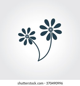Blue Colored Icon of Flowers On Gray Color Background. Eps-10.