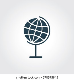 Blue Colored Icon of Globe On Gray Color Background. Eps-10.