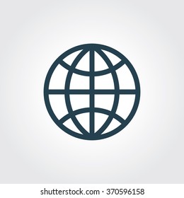 Blue Colored Icon of Globe On Gray Color Background. Eps-10.