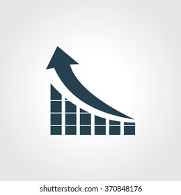 Blue Colored Icon of Graph On Gray Color Background. Eps-10.