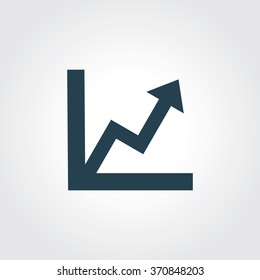 Blue Colored Icon of Graph On Gray Color Background. Eps-10.
