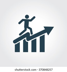 Blue Colored Icon of Graph On Gray Color Background. Eps-10.