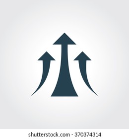 Blue Colored Icon of Growth  Graph or Growing Arrow On Gray Color Background. Eps-10.