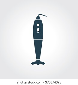 Blue Colored Icon of Hand Blender On Gray Color Background. Eps-10.