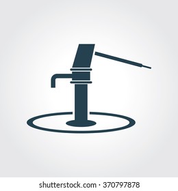 Blue Colored Icon of Hand Pump On Gray Color Background. Eps-10.