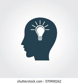 Blue Colored Icon of Head On Gray Color Background. Eps-10.