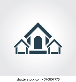 Blue Colored Icon of Home On Gray Color Background. Eps-10.