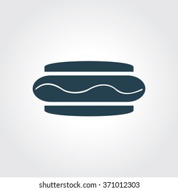 Blue Colored Icon of Hot Dog On Gray Color Background. Eps-10.