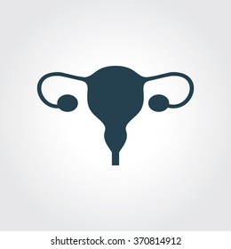 Blue Colored Icon of Human Uterus On Gray Color Background. Eps-10.