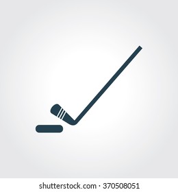Blue Colored Icon of Ice Hockey On Gray Color Background. Eps-10.