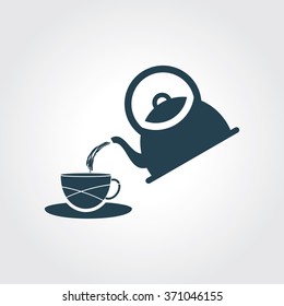 Blue Colored Icon of Kettle or Tea Pot On Gray Color Background. Eps-10.