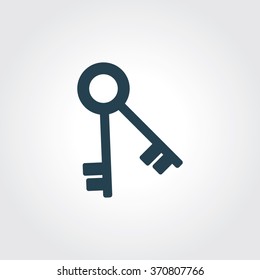 Blue Colored Icon of Key On Gray Color Background. Eps-10.