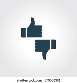 Blue Colored Icon of Like & Dislike On Gray Color Background. Eps-10.