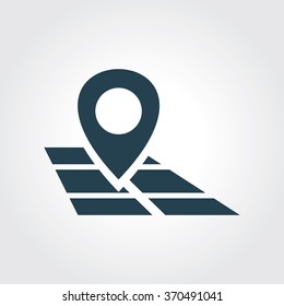 Blue Colored Icon of Map Pointer On Gray Color Background. Eps-10.