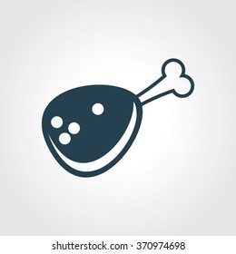Blue Colored Icon of Meat On Gray Color Background. Eps-10.