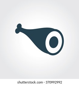 Blue Colored Icon of Meat On Gray Color Background. Eps-10.