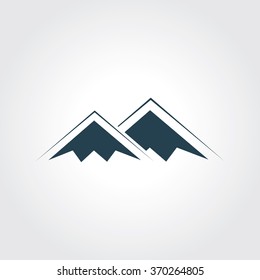 Blue Colored Icon of Mountains On Gray Color Background. Eps-10.