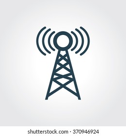 Blue Colored Icon of Network Tower On Gray Color Background. Eps-10.