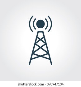Blue Colored Icon of Network Tower On Gray Color Background. Eps-10.