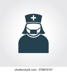 Blue Colored Icon of Nurse On Gray Color Background. Eps-10.
