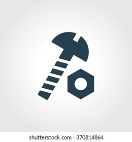 Blue Colored Icon of Nut Bolt On Gray Color Background. Eps-10.