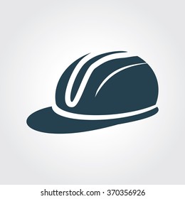 Blue Colored Icon of On Safety Helmet Gray Color Background. Eps-10.