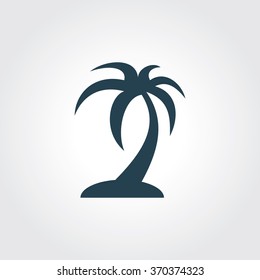 Blue Colored Icon of Palm Tree On Gray Color Background. Eps-10.