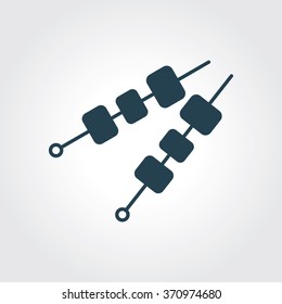 Blue Colored Icon of Paneer Tikka Kabab On Gray Color Background. Eps-10.