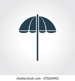 Blue Colored Icon of Parasol On Gray Color Background. Eps-10.