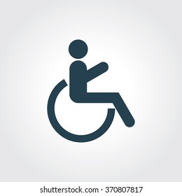 Blue Colored Icon of Patient on Wheel Chair  On Gray Color Background. Eps-10.