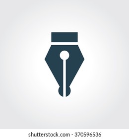 Blue Colored Icon of Pen Nib On Gray Color Background. Eps-10.