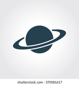 Blue Colored Icon of Planet On Gray Color Background. Eps-10.