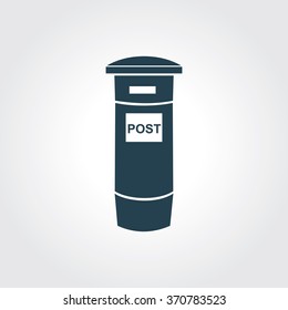 Blue Colored Icon of Post Box or Letter Box On Gray Color Background. Eps-10.