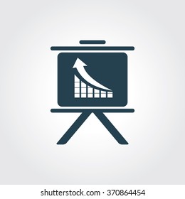 Blue Colored Icon of Presentation Chart On Gray Color Background. Eps-10.