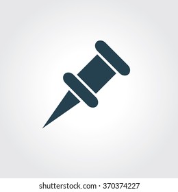 Blue Colored Icon of Push pin On Gray Color Background. Eps-10.