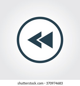 Blue Colored Icon of Rewind On Gray Color Background. Eps-10.